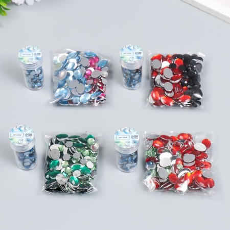 Decor "Semiobusins ​​and rhinestones. Blue gradient" D = 6 mm 10g 200 pcs 5x2.5 cm mix