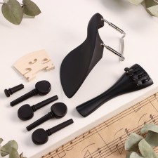 A set of violin accessories: stand, Kolki, chin, string holder, 4/4