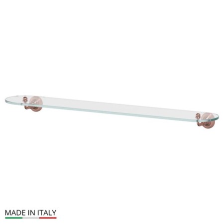 Shelf with holders, width 80 cm, glass, antique copper