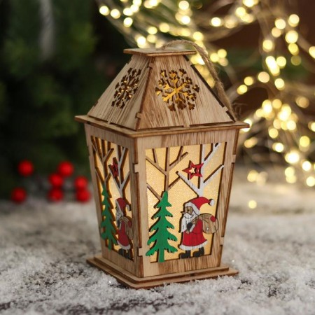 Figure New Year's Light "Santa Claus with gifts, in the flashlight" 10x15 cm-1