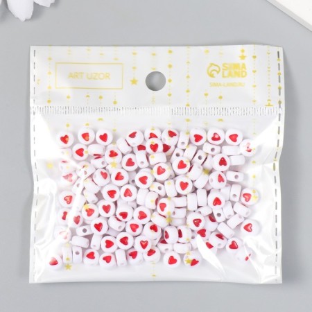 A set of beads for creativity plastic "Red heart in the circle" 20 grams 0.7x0.7 cm-4
