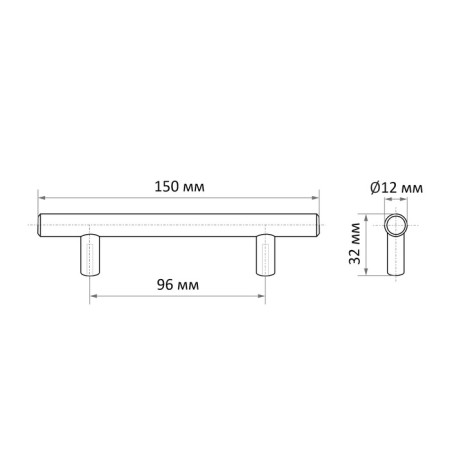 Frida tundra rating handle, lightweight, d = 12 mm, m/o 96 mm, black color is black-8