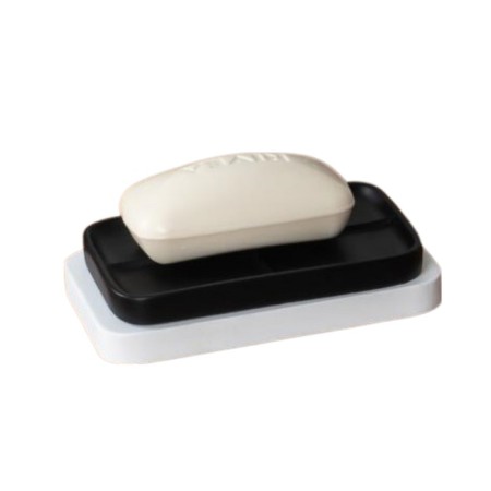 Soap dish, 12.2x8.5x2.5 cm, black and white