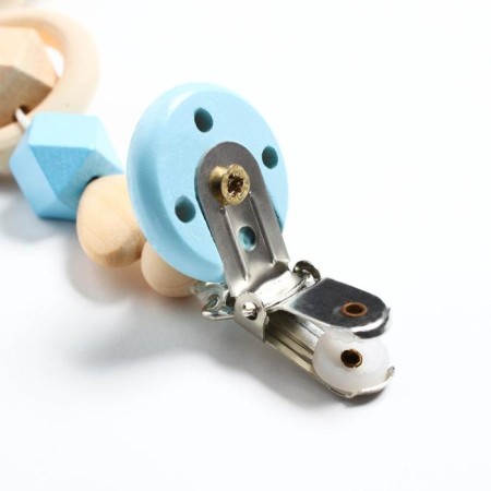 Holder for the nipple - dummy "heart", wooden, blue color-3