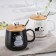 Ceramic mug with a wooden lid and spoon "Panda", 350 ml, color and pattern mix