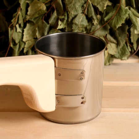 Stainless steel bath for a bathhouse, 0.5l, 42 cm, with a pen, "Dobroparov"-2