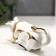 Souvenir Ceramics "Cat white-golden with a chain of rhinestones" 17 cm
