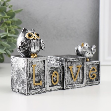 Souvenir Polystone "Birds on Cubes. Love" 4.2x15.5x10 cm-1