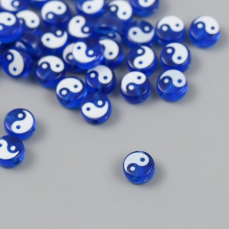 Beads for creativity Plastic "Yin-Yang" white-blue set 50 pcs 0.4x0.7x0.7 cm-1