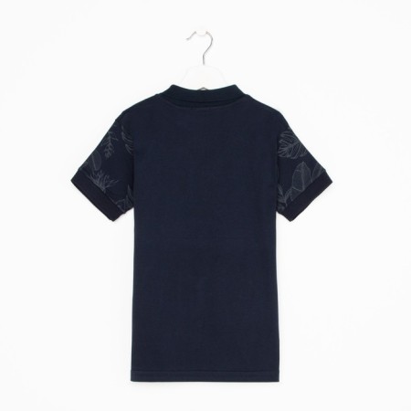 Polo T-shirt for a boy, dark blue color/print mix, height 122 cm-2