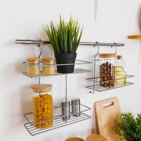 Railing shelf is straight, 2-tier, 38 × 26.5 × 11.5 cm, d = 25 mm, chromium color-3