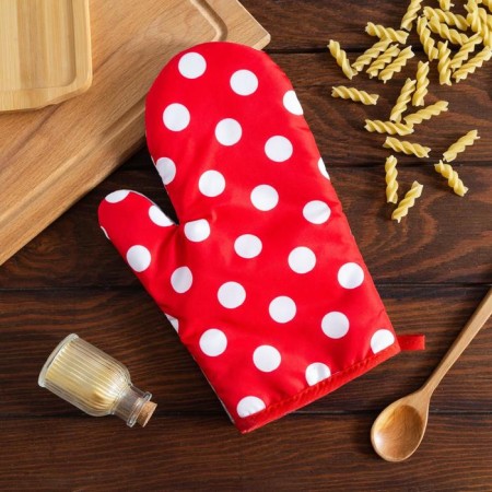 Mitten Dolyana "Peas" central red 26*16 cm, 100% p/e