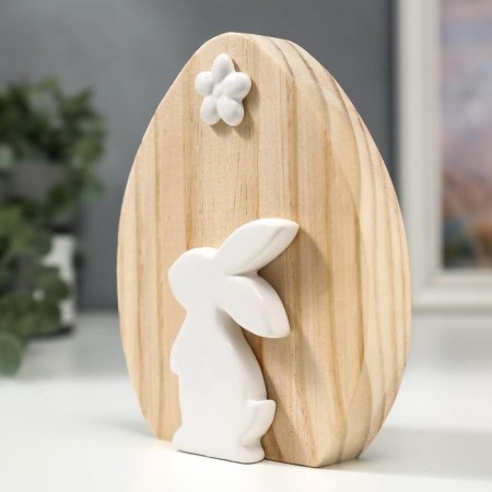 Souvenir ceramics, tree "White rabbit with a flower" 15x3.6x12.6 cm-2