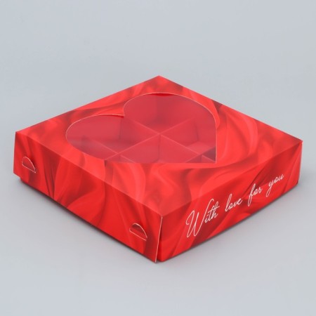 Box for sweets, confectionery packaging, 9 cells, “love”, 14.7 x 14.7 x 3.5 cm