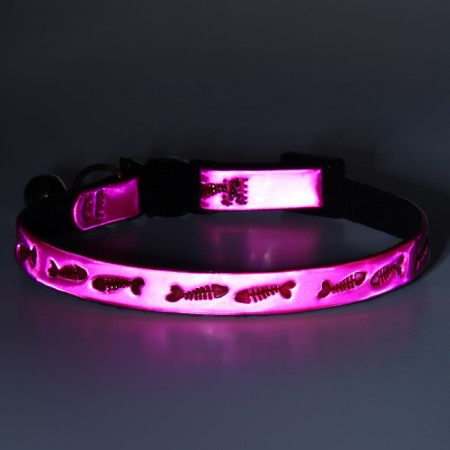 Fly collar with reflective coating "fish", 30 x 1 cm, pink-6