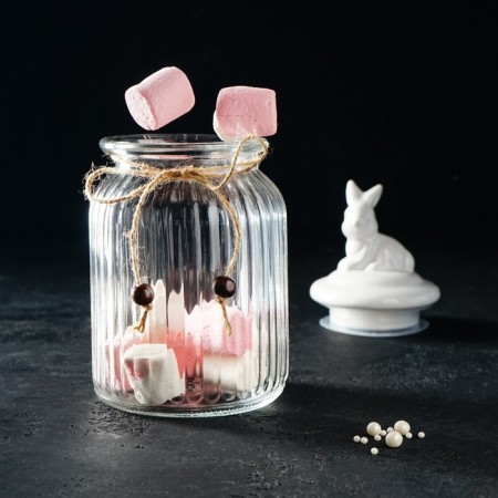 Glass Bank for bulk products with a ceramic lid of the bunny, 950 ml-7
