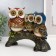 Polystone souvenir "Three colored eagle owls with rhinestones on the branch" 18.8x10x23.5 cm