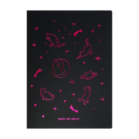 A4 sketchbook, 26 black sheets, "cat on the moon", density 110 gr., Mix-3