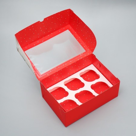 Box for cupcakes is folding with bilateral application "Happy New Year", 25 x 17 x 10 cm, new year-3