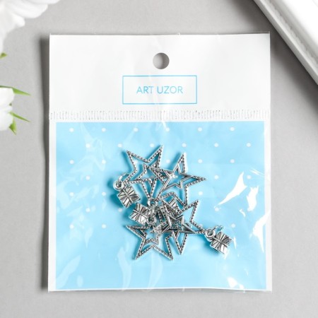 Bale with a suspension metal for creativity "Two stars" silver 3.4 cm-2