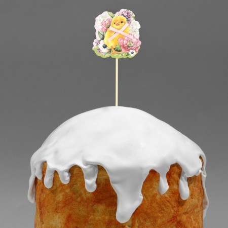 Topper wooden for decoration of the cake "chicken", 11 x 16.5 cm.