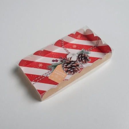 Box for confectionery products with PVC lid "Magic moments", 21 x 10.5 x 3 cm, New Year-2