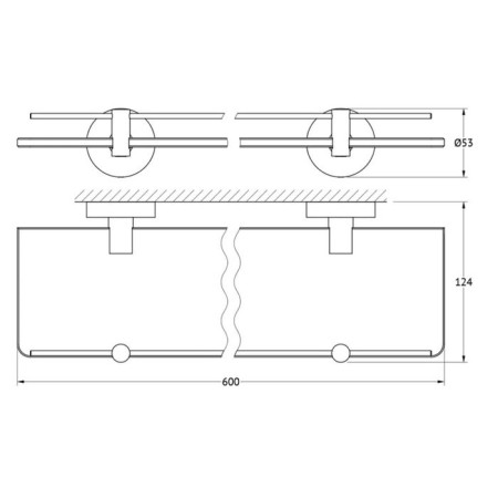 Shelf with holders, width 60 cm, matte glass, chrome-1