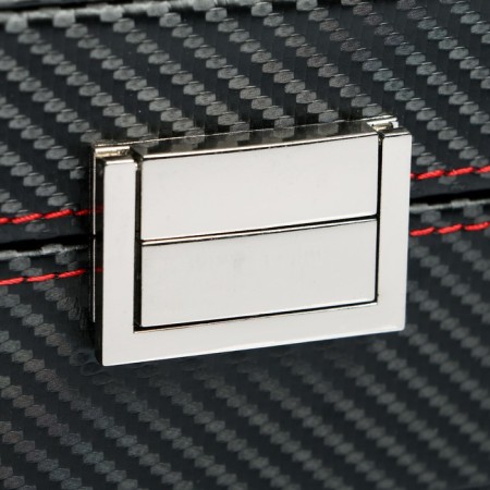 The casket to the leatherette to the clock 10 "Carbon with a red line" 8x28x21 cm-4