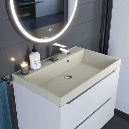 Sink uperwood Classic quartz 70 cm, quartz, beige matte, linen