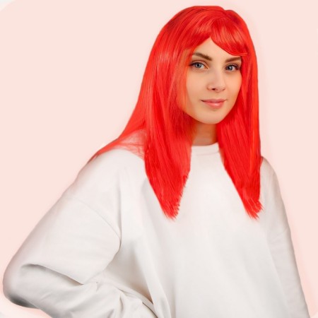 Carnival wig, long straight hair, red color, 120 g-1