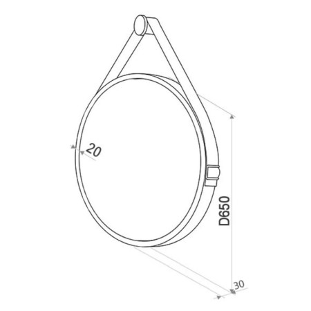 Mirror Uperwood Round, 65 cm, LED backlight, sensor, black belt-3