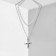 Piece "Chain" thread of pearls, a cross with endings, white color in silver, 35 cm