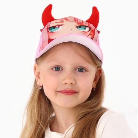 Baby cap for the girl "Devil" anime with hairpins, rr 52-54 5-7 years old-12