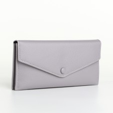 Women's wallet on the button, gray color