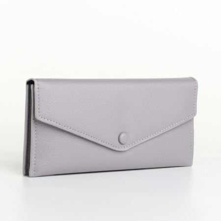 Women's wallet on the button, gray color