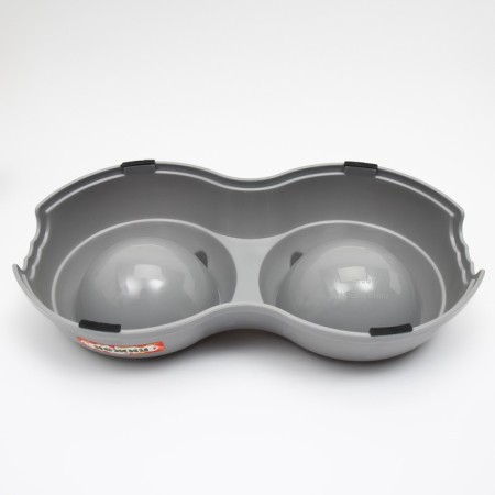 Double plastic bowl, 25 x 14 x 5 cm, gray-2
