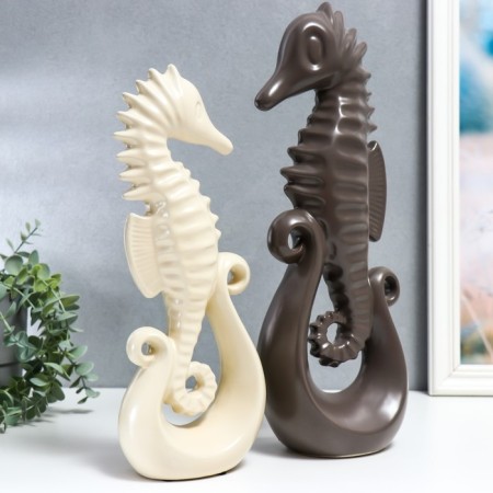 Souvenir ceramics "sea skates" matte chocolate and cream set 2 pcs 38.5x8.5x13.5 cm-3