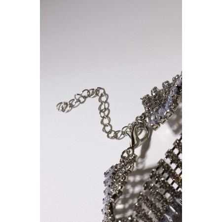 Bracelet with rhinestones "Illusion" asymmetry, white color in silver-4