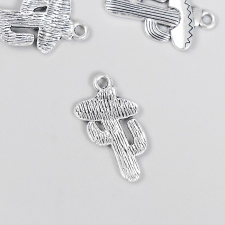Decor for creativity Metal "Mexican Cactus" silver 2.6x1.4 cm-1