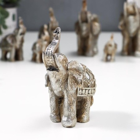 Souvenir Polystone "Elephants Silver Popon" set 7 pcs h = 12; 10.5; 9.5; 8; 7; 6; 5 cm-2
