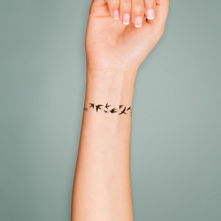 Tattoo on the body Black "Bracelet. Swallows" 20x3 cm-2