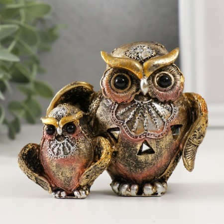 Polystone souvenir "Two eagle owl with a pattern on the neck" MIX 5x11.5x9.2 cm-1