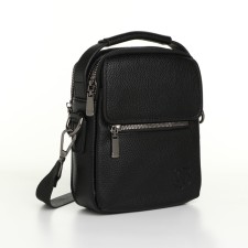 Male bag, guran tomp, artificial leather, black color