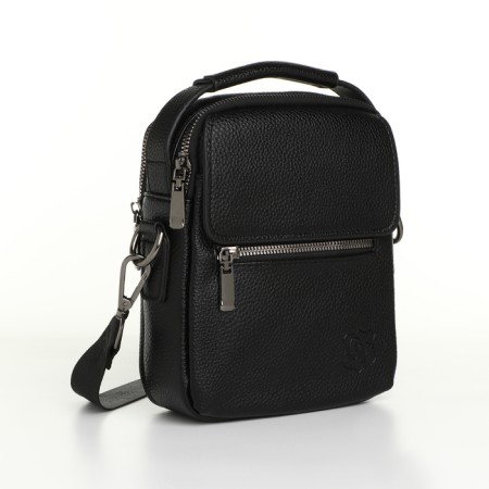 Male bag, guran tomp, artificial leather, black color