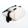 A backpack with a zipper, 5 outer pockets, beige color/black