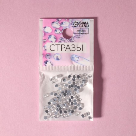 Thermocleic “cone” rhinestones, glass, ss10, d = 2.8 mm, 100 pcs, white color-4