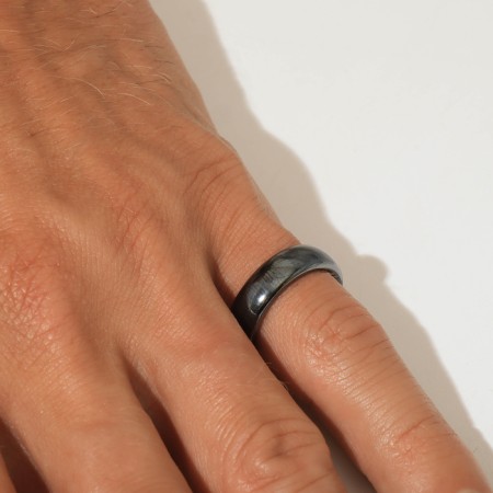 Ring "Night" for hematite, rounded, black color, size 18-3