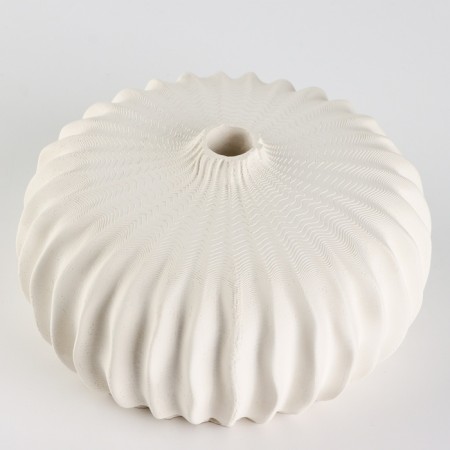 Vase for flowers is decorative, white, handmade, 14 cm x 14 cm x 7 cm.-1