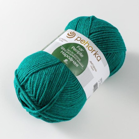 Yarn "Narodnaya" 30% wool, 70% acrylic volume 220m/100g (573-t. Isumrud)-1