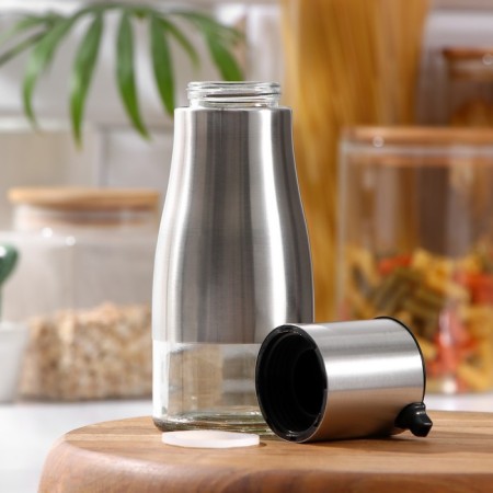 Glass bottle for sauces and oil "Style", 250 ml, h = 18.5 cm, black cover color-1